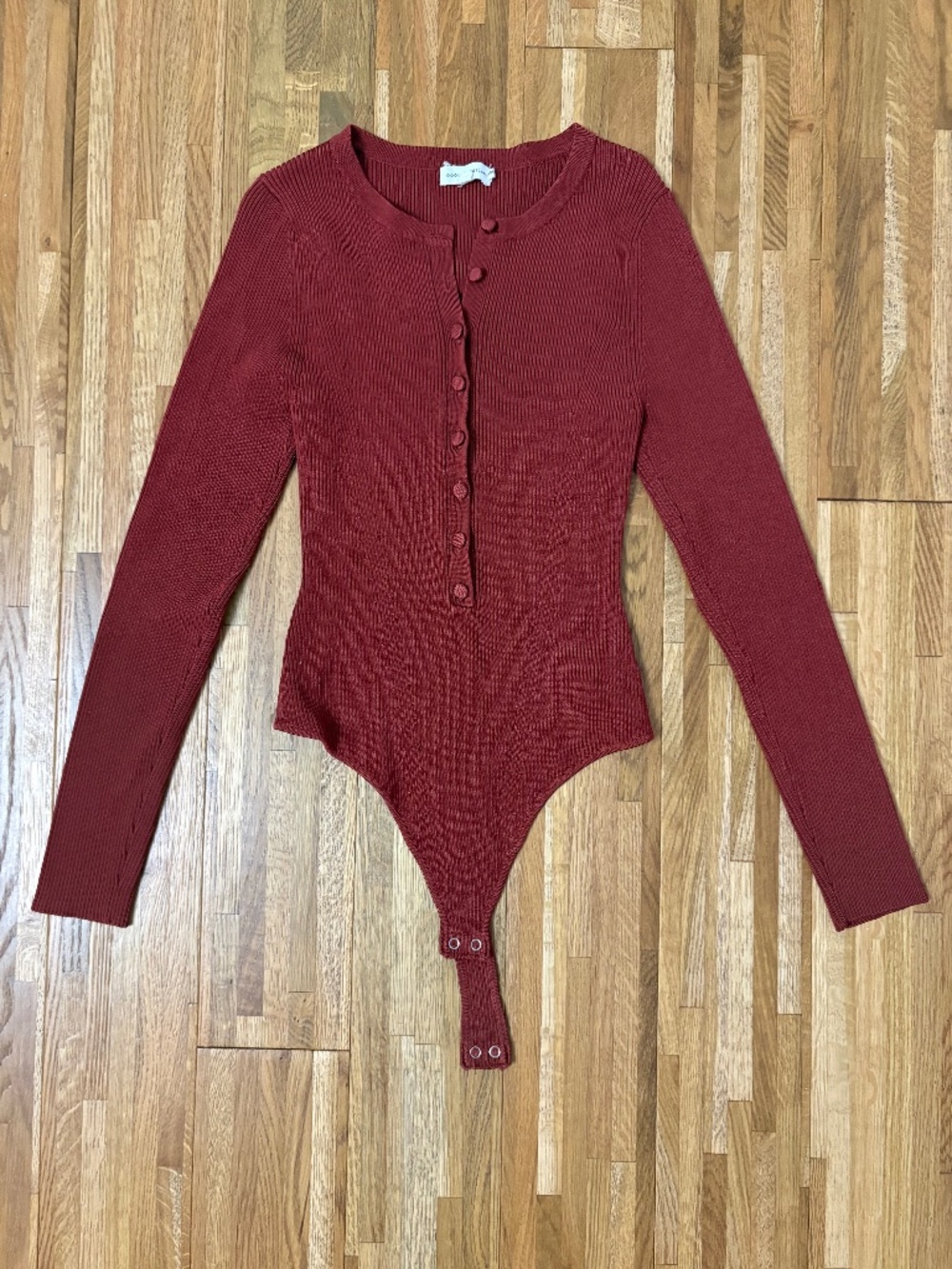 Good American Ribbed Henley Bodysuit